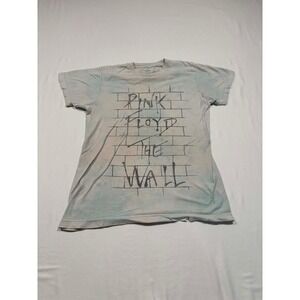 Pink Floyd The Wall Graphic T-Shirt Blue Cloud Wash Distressed Rock Tee Large